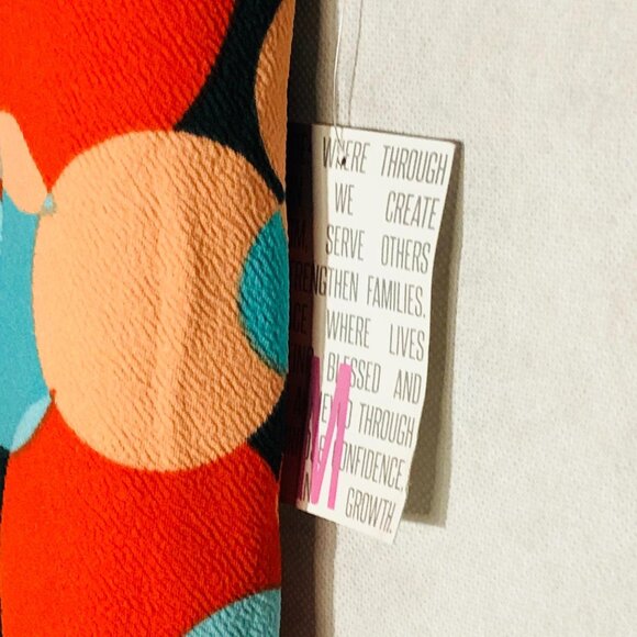 LulaRoe classic skirt pencil geometric black orange stretch medium READ NEW - Picture 3 of 6